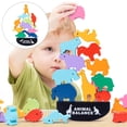 thumbnail image 4 of Apilamiento de bloques Regalos de cumpleaños Juguetes de aprendizaje Juguetes de construcción Juguetes apilables Juegos de de Mundo de los dinosaurios Hugo Juego de equilibrio, 4 of 7