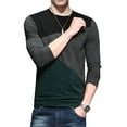 thumbnail image 2 of Men's Crew Neck Long Sleeve Top Summer Contrast Color Stitching Slim T-Shirt, 2 of 7