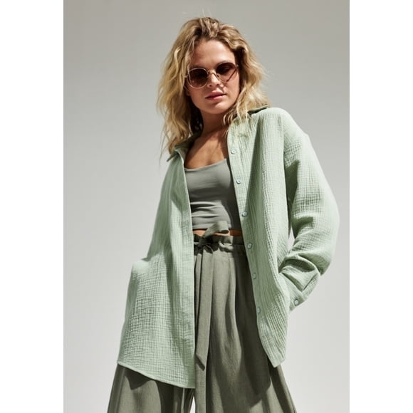 Blusa de mujer, camisas de manga larga de algodón, blusas casuales con cuello en V, blusas