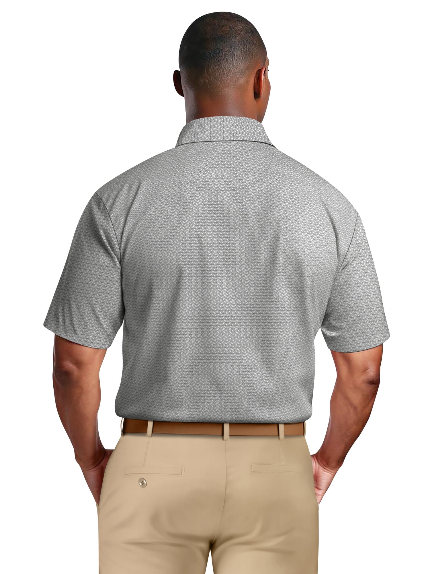 Ben Hogan Men's & Big Men's Performance Mini Geometric Print Short Sleeve Golf Polo Shirt, Sizes S-5XL