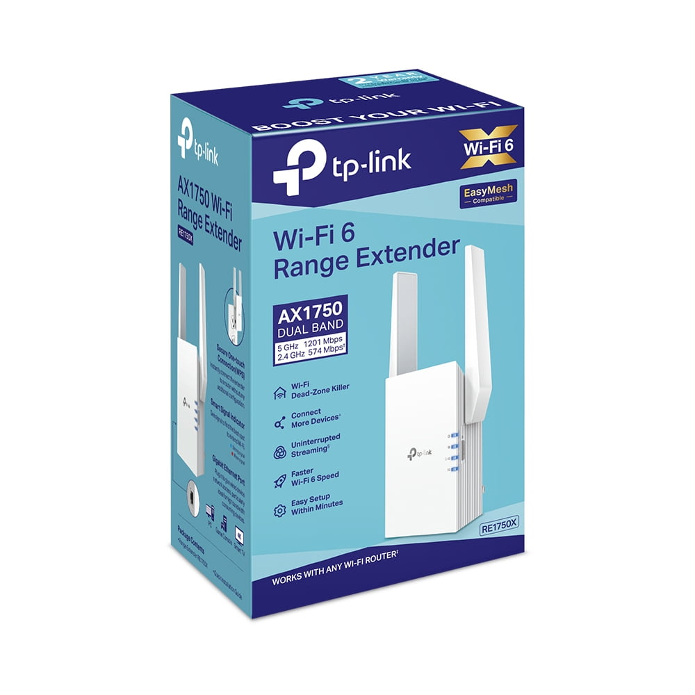 TP-Link AX1750 Wi-Fi 6 Dual-Band, Range Extender with Rapid 1.75 Gbps Transfer Rate, Smart Roaming for Continuous Wireless Coverage and Connect Your Device Using the Gigabit Ethernet Port - RE1750X