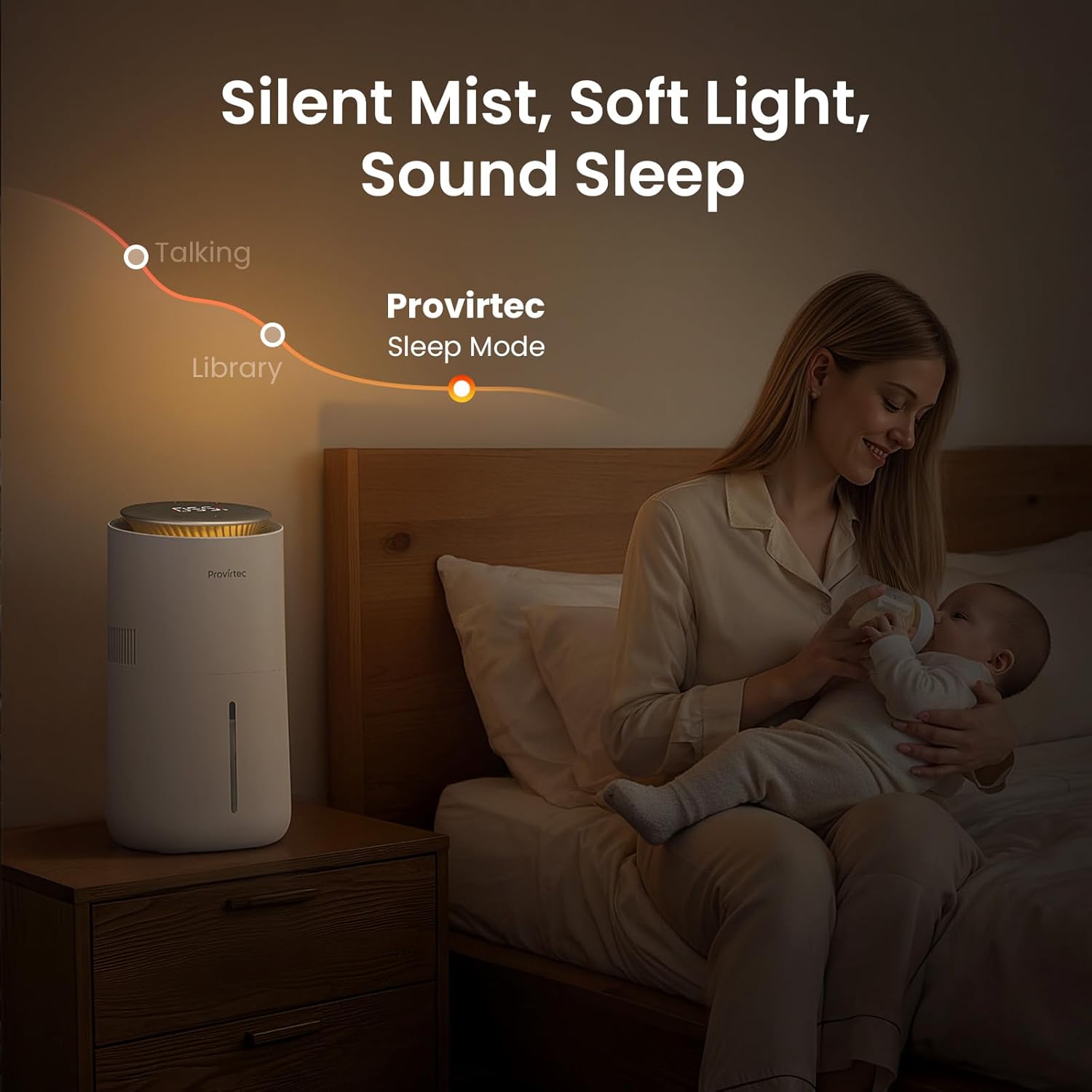 MistFree Evaporative Humidifier for Bedroom, 3L No White Dust for Sensitive Individuals & Kids, Auto Humidity Control, Ultra Quiet Sleep Mode, Easy Clean Tank for Office & Small Room HC13