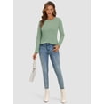 thumbnail image 5 of Womens Long Sleeve Tops Casual Basics Fall Shirts Solid Crewneck T-Shirt, 5 of 6
