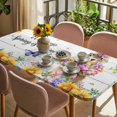 thumbnail image 3 of Spring Groundhog Table Cloths for 4 Foot Rectangle Tables, Watercolor Sunflower Botanical Vintage Patio Waterproof Elastic Fitted Tablecloths, Washable Rectangular Table Cover for Camping, 3 of 8