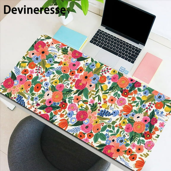 Colorful Flower Pattern Desk Mat Desk Pad Large Gaming Mouse Pad E-Sports Office Keyboard Pad Computer Mouse Non-Slip Computer Mat Gift For Teen/Boyfriend/Girlfriend