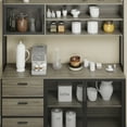 thumbnail image 3 of MONSLIPA Armoire de Rangement pour Garde-Manger de Cuisine, Buffet Bahut avec Huche, Porte en Treillis Métallique et 3 Tiroirs de Rangement, Gris, 3 of 7