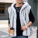 thumbnail image 4 of Ceisia Men's Loose Fit Faux Fur Hooded Vest with Vertical Stripe Texture Gift, 4 of 8