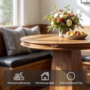 Tribesigns Solid Wood Dining Table, 31.5 Small Round Kitchen Table for 2, (Rustic Brown)