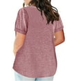 thumbnail image 3 of Plus Size Tshirt for Women 2025 Solid Casual Summer Tops V Neck Short Sleeve T Shirts Dressy Blouse, 3 of 5