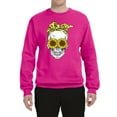 thumbnail image 2 of Skull Sunflower Skeleton Bandana Inspirational/Christian Unisex Crewneck Graphic Sweatshirt, Fuschia, Medium, 2 of 3