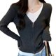 thumbnail image 5 of Falso cárdigan de punto negro de dos piezas para mujer a principios de primavera nuevo estilo coreano diseño suave con cuello en V sección corta superior delgada, 5 of 5