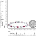 thumbnail image 3 of Gem Stone King 925 Sterling Silver Natural Red Ruby and Diamond Greek Vine Tennis Bracelet for Women (5.53 Cttw, Gemstone Birthstone, Oval 6X4MM, 7 inch), 3 of 5