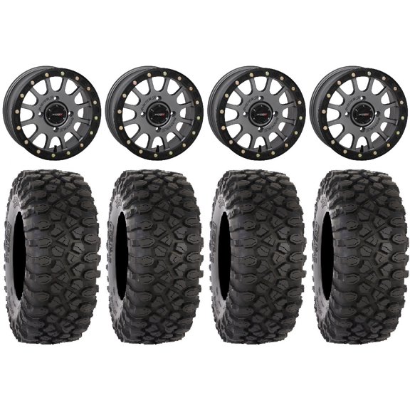 System 3 SB-5 Grey 15" Wheels 35" XC450 Tires Can-Am Commander Maverick Renegade Outlander Defender