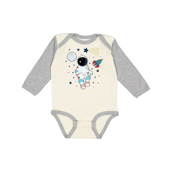 Inktastic Astronaut the Moon Spaceship and Shooting Star for Light Colors Boys or Girls Long Sleeve Baby Bodysuit
