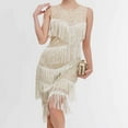 thumbnail image 3 of UPPADA Womens Sequin Tassel Fringe Party Dress V Neck Sleeveless Spaghetti Straps Dress Cocktail Prom Party Mini Dresses Slim Fit Ruched Stretchy Dress Sale 2024, 3 of 5