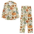 thumbnail image 3 of SCRAWLGOD Fall Decor Sunflower Floral Pumpkin Beige 2 PCS Men Pajamas Set Long Sleeve Notch Collar Button-Down Pajamas with Pockets Lightweight & Cozy Sleepwear Wrinkle-Free Loungewear, S, 3 of 6