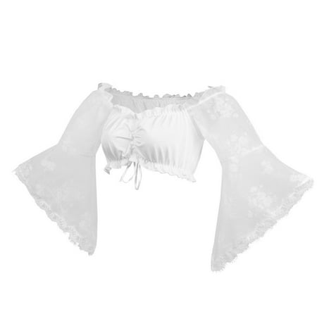 

Sports Bra for Women Festival One Neck Short Lace Top Loose Hollow Long Sleeve Open Umbilical Top