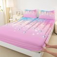 thumbnail image 3 of Castle Fairy Bling Crystal 3Pcs Twin Sheet Sets for Teens Women Men,Abstract Gradient Twin Fitted Sheet,Ombre Bling Glitter Breathable Flat Sheet,Luxury Bedroom Decor, 3 of 7