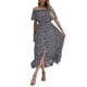 thumbnail image 5 of VISgogo Vestido de mujer, estampado floral, hombros descubiertos, manga corta, decoración de botones, dobladillo con volantes, vestido de blusón VISgogo  moda, 5 of 9