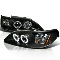 Spec-D Tuning LED Projector Headlights Black Compatible with 1994-1998 Ford Mustang, Left   Right Pair Headlamps Assembly