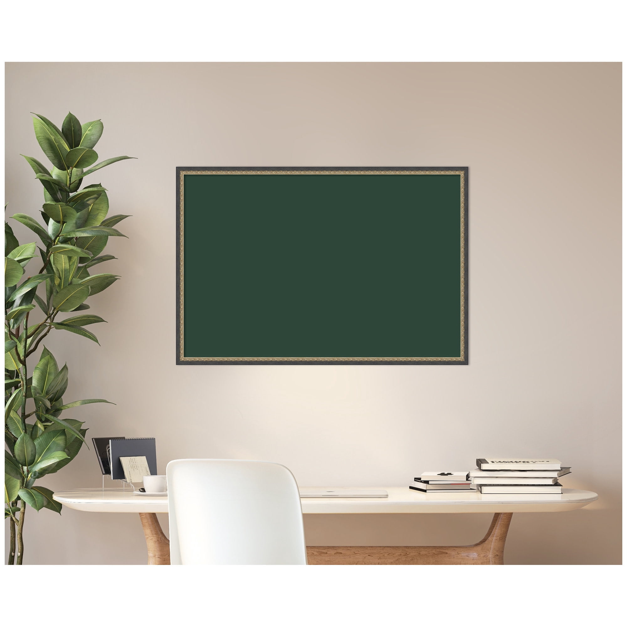 Kate and Laurel Framed Fabric Pinboard 37 x 25,  Printed Linen Decorative Bulletin Board for Use as a Vision Board or Wall Organization, Matinee Black Bronze Frame