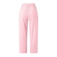 thumbnail image 5 of Women'S Pants Ladies Casual Pants Pink Pants for Women Loose Pants Elastic Waist Pants for Women With Pockets Womens Summer Outfits, 5 of 7