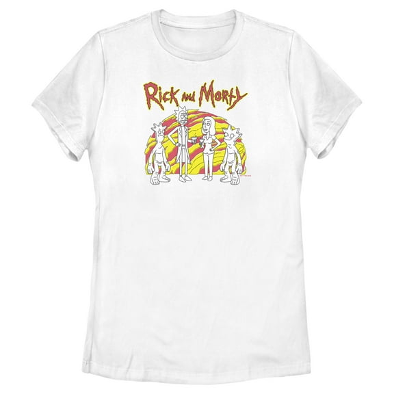 Women's Rick And Morty Drinks on Planet Gaia Graphic Tee White Medium