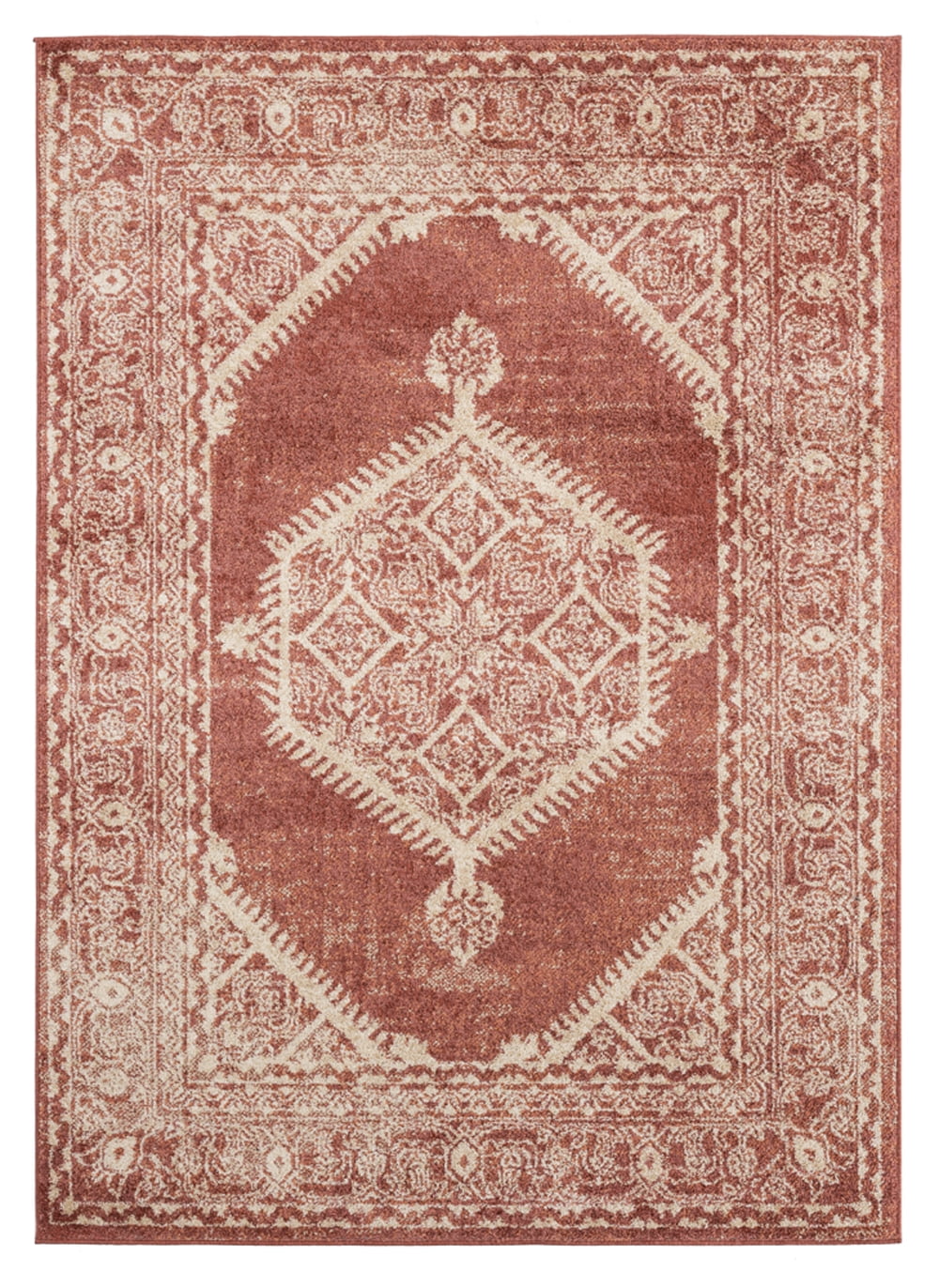 Brown Traditional-European Distressed Scrolls Area Rug Bordered 1830-30317 