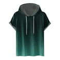 thumbnail image 2 of SEAOPEN Men Casual Round Neck Gradation Printing Pullover Fitness Sports Hooded Shorts Sleeves T Shirt Blouse Today Army Green,XL, 2 of 5