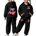 thumbnail image 2 of CAIVO Child Girls Casual Flower Print Long Sleeve Hoodie And Pants Outfit Sets 2 Piece Toddler Kids Athletic Comfy Daily Play Youth Two Piece Tracksuit Girls Fashion Home Fashionable Clothes Sets, 2 of 7