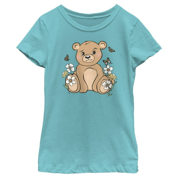 Girl's Lost Gods Adorable Teddy Graphic Tee Tahiti Blue Medium