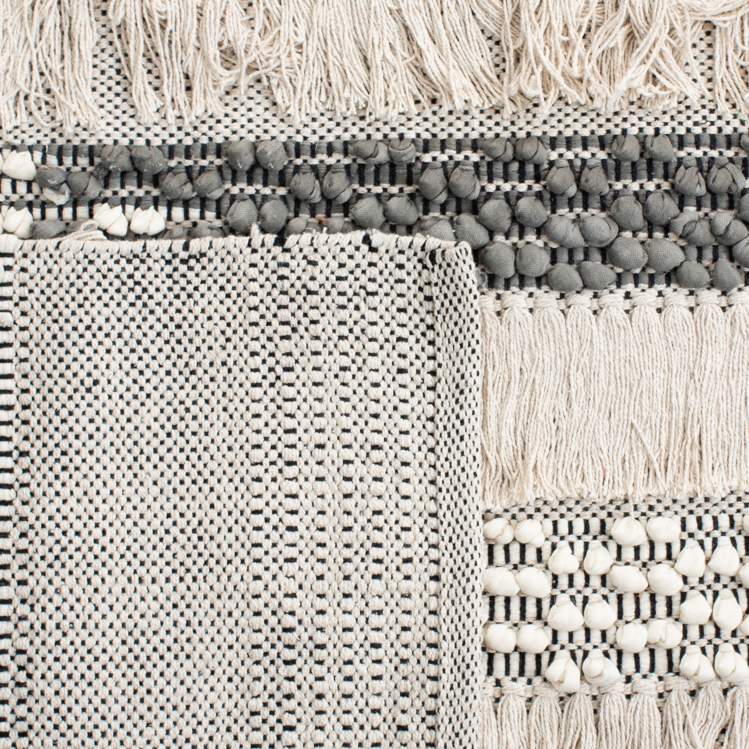 SAFAVIEH Natura Proinsias Striped Cotton Area Rug, Beige/Grey, 4' x 6'