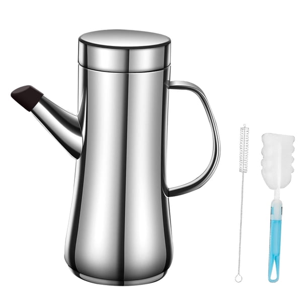 Botella dispensadora de aceite de oliva, recipiente para aceite, recipiente de acero inoxidable para almacenamiento en la cocina, recipiente para 800 ml