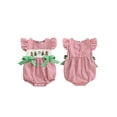 thumbnail image 2 of Spewahor Infant Baby Girls Christmas Plaid Romper 0 3 6 12 18 Months Tree Santa Embroidery Flying Sleeve Round Neck Jumpsuit, 2 of 8