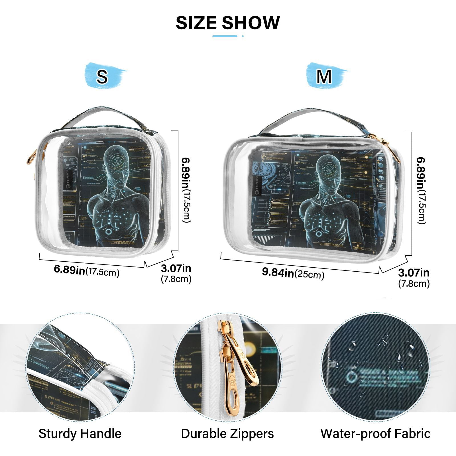 Clear Makeup Bags with Handle Large Opening 2 Pack Set Toiletry Bag Quart Size Bag, for Women Man Traveling Travel Essentials, Toiletries and Other. Game Capture