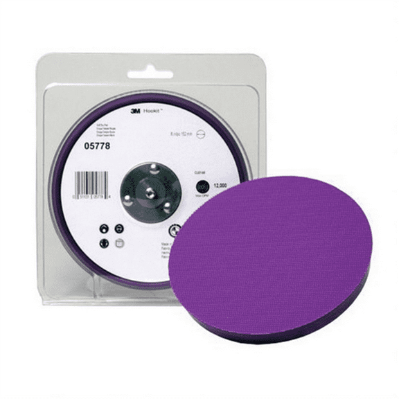 3M 05778 15 deg Disc Pad, 6 in Dia, 5/16 in - 24 TPI Arbor, Hook and Loop Attachment