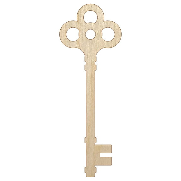 Vintage Skeleton Key Wood Shape Unfinished Piece Cutout Craft DIY Projects - 4.70 Inch Size - 1/8 Inch Thick