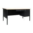 thumbnail image 2 of Flash Furniture Commercial Grade 30x60 Right Side Single Pedestal Desk with 3 Locking Drawers, White Oak Top and Black Frame, 2 of 12