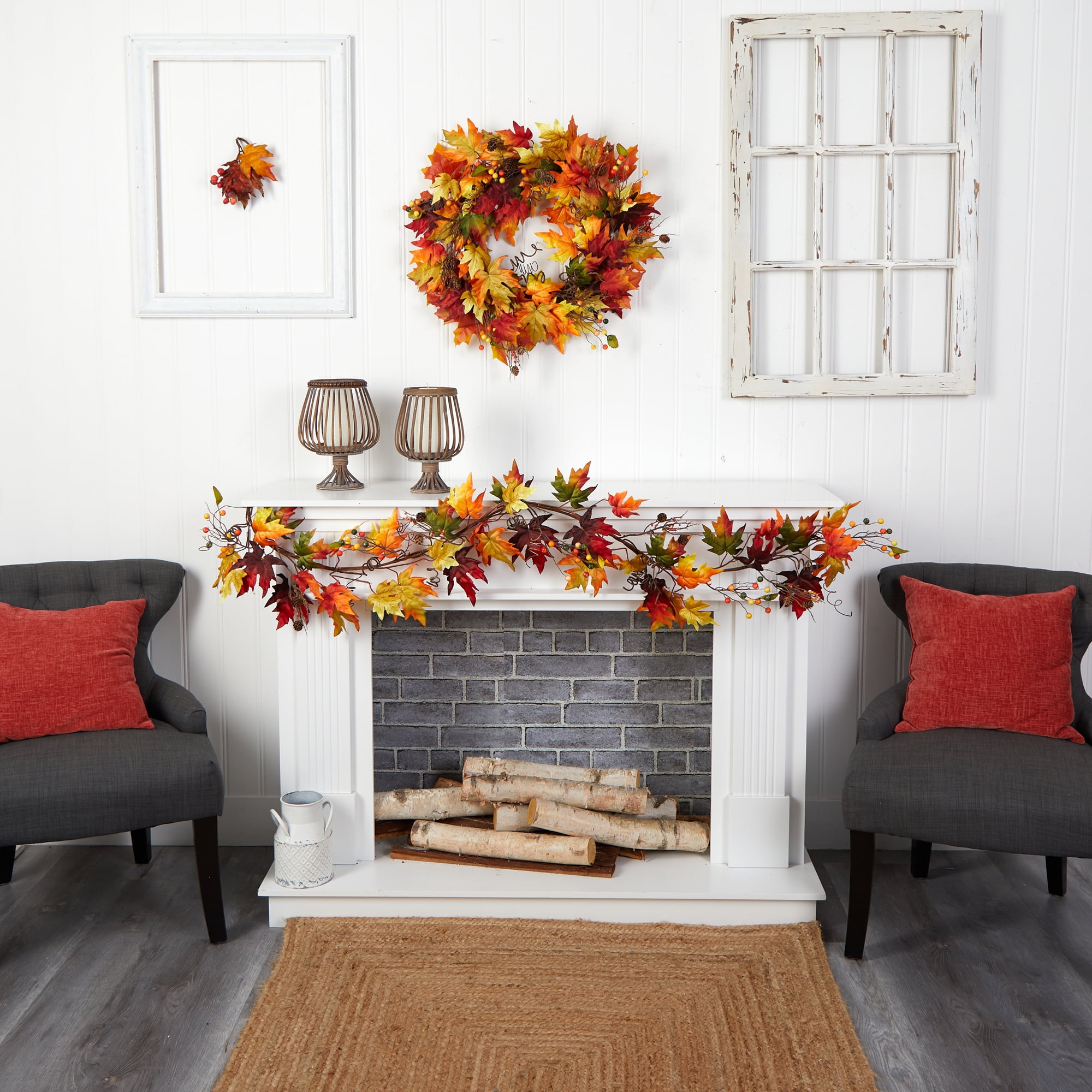 Nearly Natural Unlit Fall Maple Leaf Garland, 72" (Multicolor)
