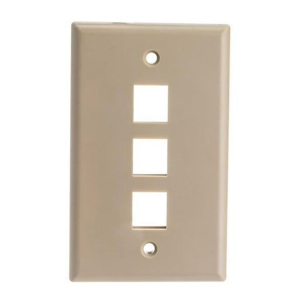 Cable Wholesale 302-2D-W 3 Hole for Keystone Jack Decora Wall Plate Insert - White