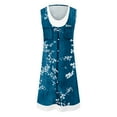 thumbnail image 4 of Cute Party Sun Dresses Daisy Print Knee Length Women's Casual Loose Flowy Tank Sundress for Women Beach Vacation Round Neck Sleeveless Midi Summer Shirt Dress for Women Dark Blue s, 4 of 5