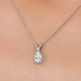thumbnail image 3 of Gem Stone King 14K White Gold White Moissanite and White Created Sapphire Pendant Necklace for Women | 0.71 Cttw | Gemstone Birthstone | Pear Shape 7X5MM | With 18 inch Chain, 3 of 6