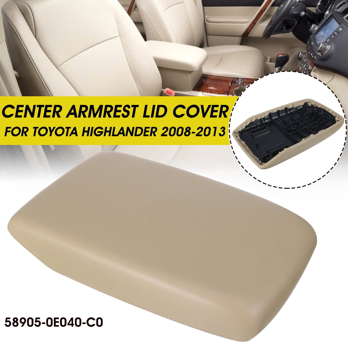 ECCPP Armrest Center Console Lid Cover W/Base for 1984-2019 Toyota 4Runner Armrest Cover Black