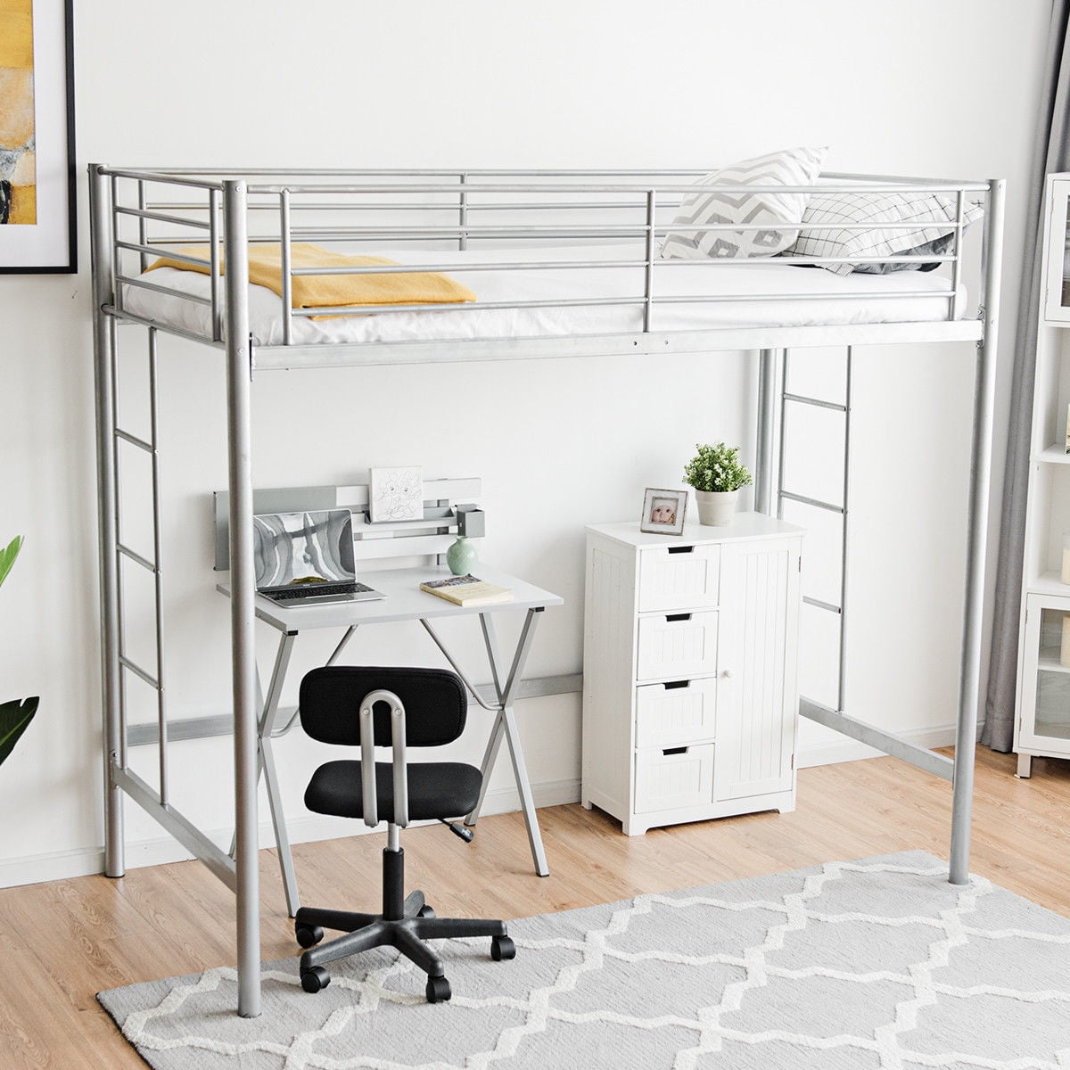 Your Zone Metal Loft Bed Twin Size, Your Zone Metal Loft Twin Bed Dimensions