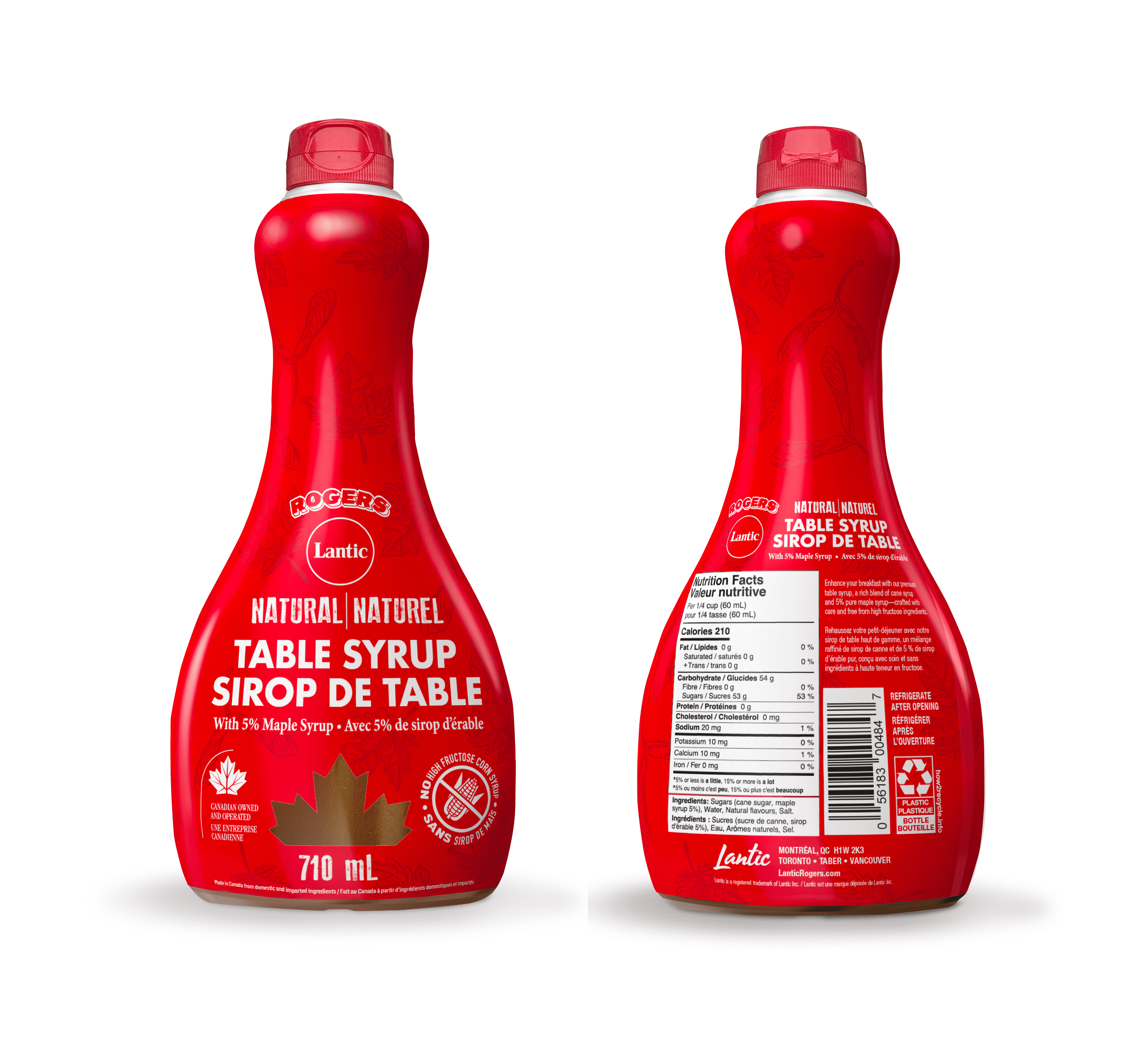Natural Table Syrup with 5% Maple Syrup Bottle 710ml, R/L