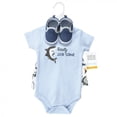 thumbnail image 2 of Hudson Baby Infant Boy Cotton Bodysuit, Shorts and Shoe Set, Jawsome Shark, 12-18 Months, 2 of 5