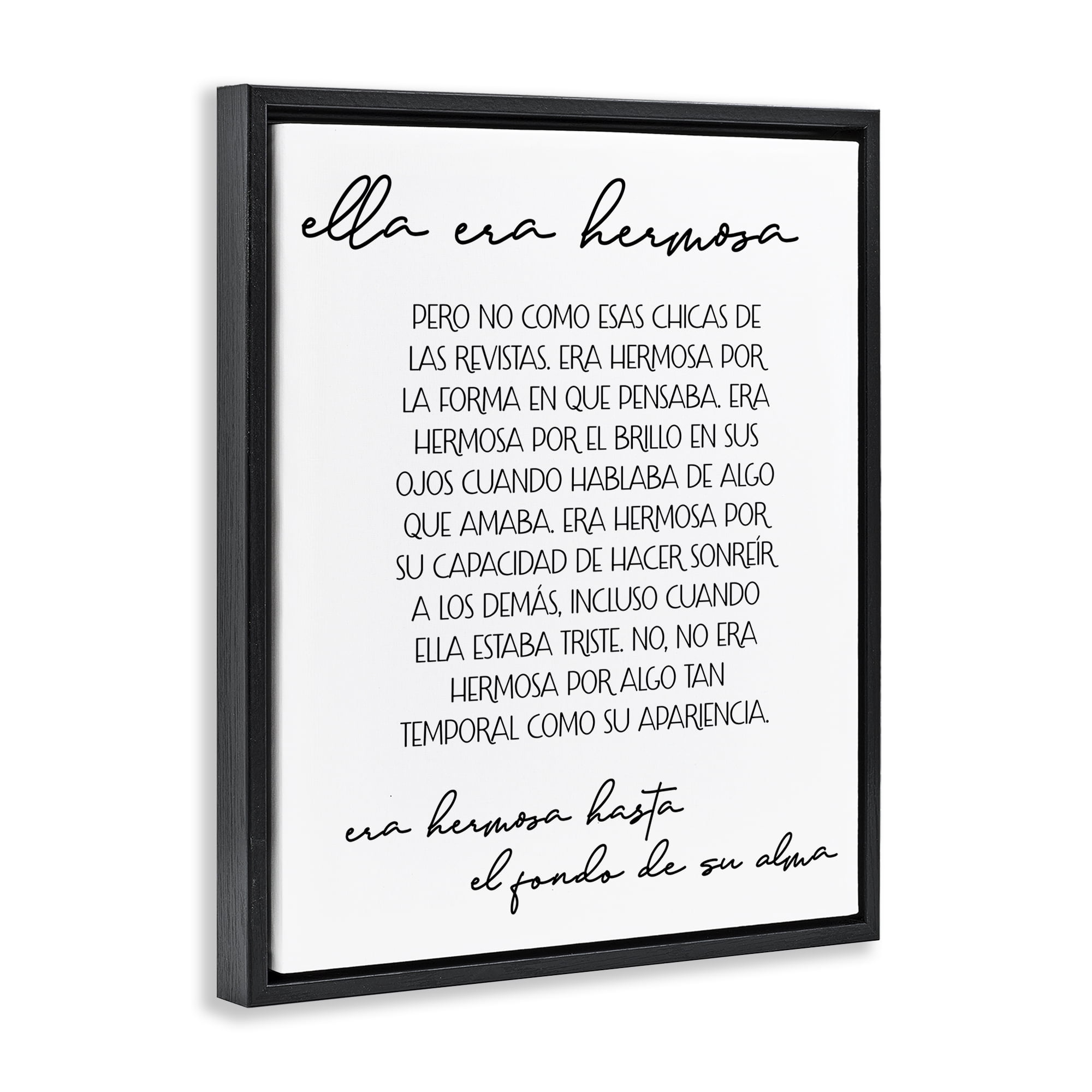 Stupell Industries Ella era Hermosa Inspirational Quotes & Sayings Painting Black Floater Framed Art Print Wall Art, 17 x 21