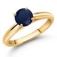 thumbnail image 2 of Gem Stone King 1.10 Ct Round Blue Sapphire 10K Yellow Gold Solitaire Engagement Ring, 2 of 4
