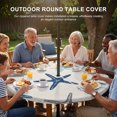 thumbnail image 3 of Round Outdoor Tablecloth with Umbrella Hole and Zipper, Navy Blue Beige Starfish Tablecloth with Elastic Waterproof, Coastal Summer Beach Vintage Patio Table Covers for 55" - 60" Picnic Pool Tables, 3 of 9
