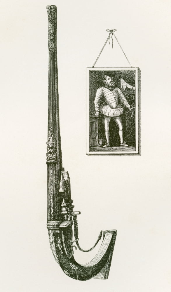 A Dag Or Wheel Lock Pistol Sketch Shows The Relative Proportion Of The Weapon To The Human Figure From The British Army Its Origins Progress And Equipment Published 1868 Canvas Art - Ken Welsh Design